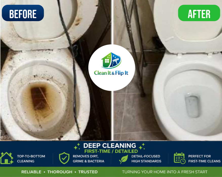 Toilet deep clean before and after